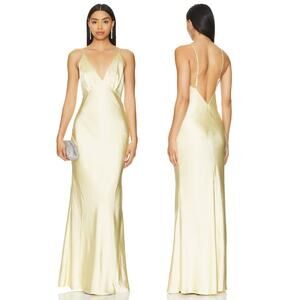 Lovers and Friends Alani Gown Maxi Satin Formal Evening Elegant Chic Yellow XS